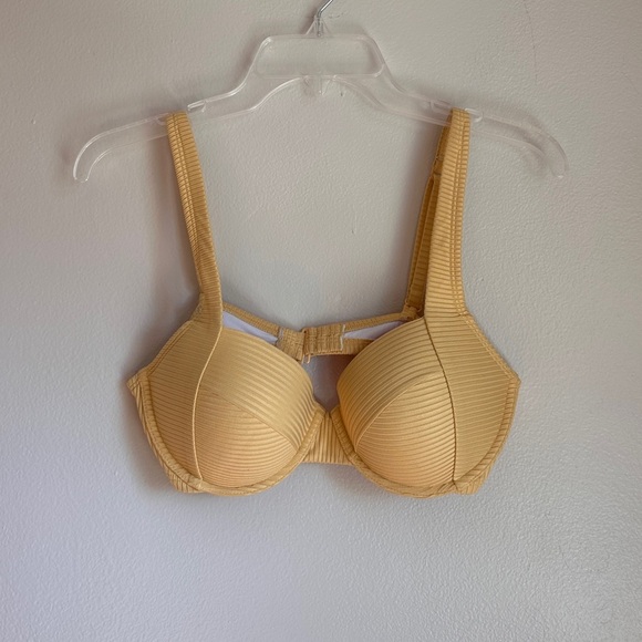 Victoria’s Secret PINK Bikini Padded Push-Up Swimsuit Top Yellow Beach Summer - Picture 1 of 13